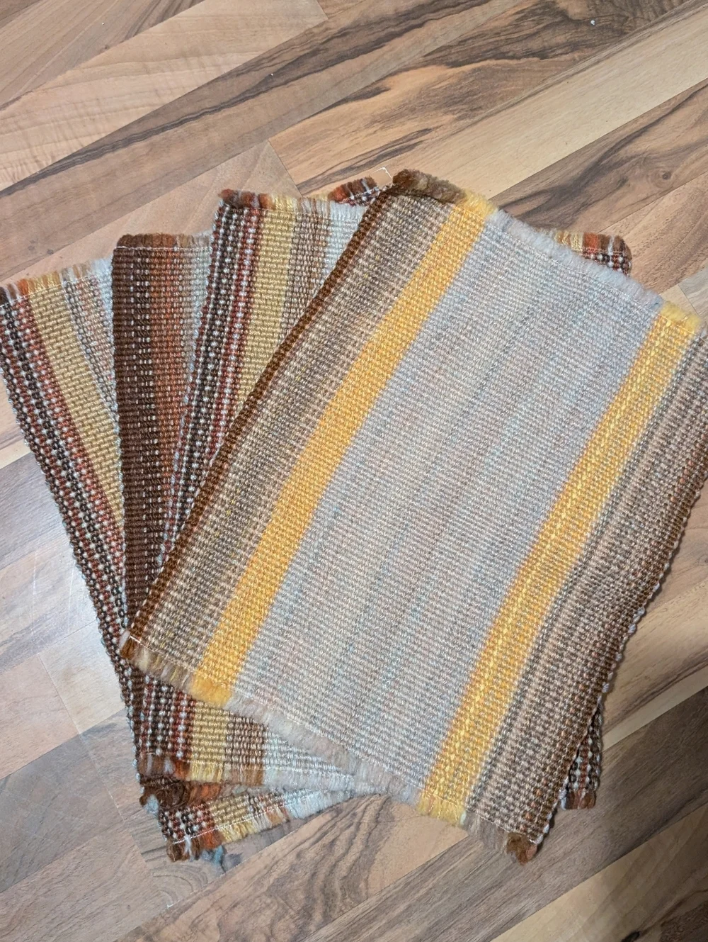 Woven Stripe Dining Placemats - Yellow & Brown